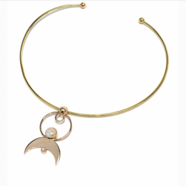 Pamela Love Stardust Lunar 14k Gold Plated Brass Moonstone Necklace